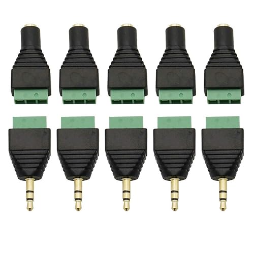 Didamx 10Pcs 3.5mm Stereo TRS Audio Video Male/Female to 3 Screw Terminal Balun Converter Adapter Connectors