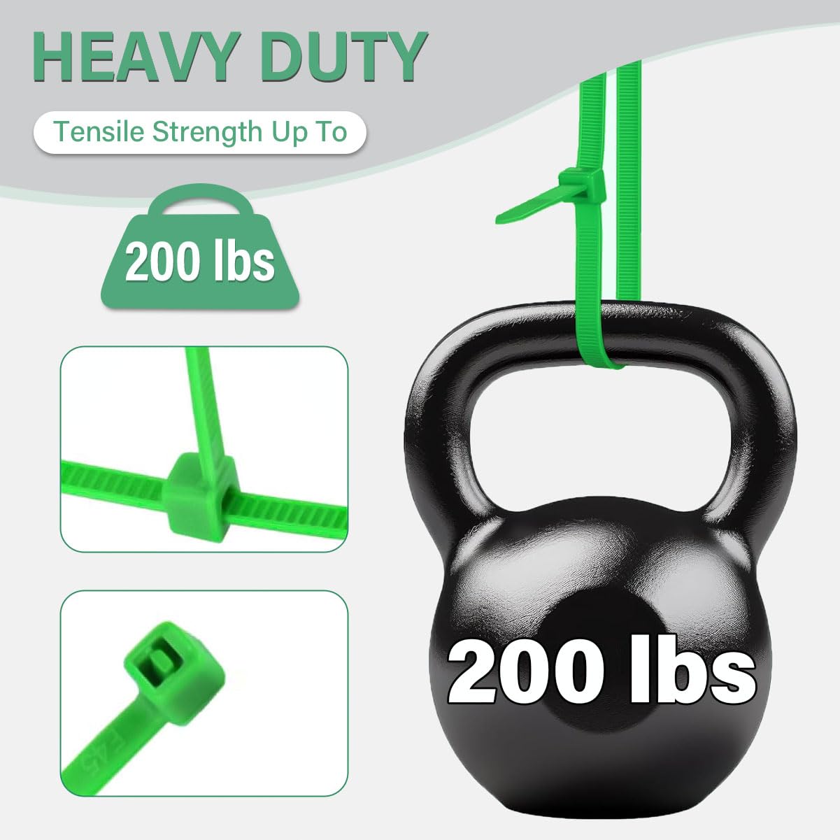 Zip Ties Heavy Duty Cable Ties with 200lbs Tensile Strength, Multi-Purpose Adjustable Ties, UV Resistant Indoor and Outdoor Cable Ties for Use in The