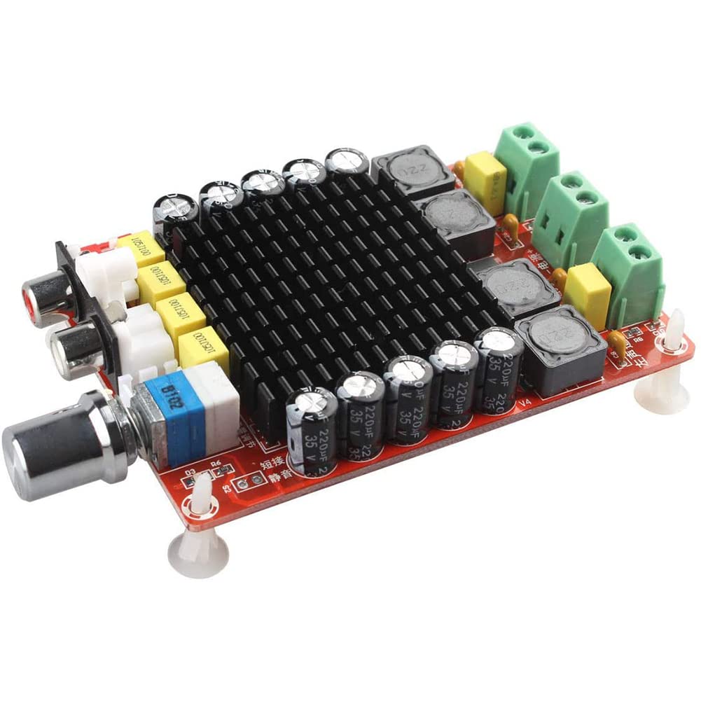 Taidacent DC14-34V TDA7498 2×100W 2 Channel High Power Class D Amplifier with Silent Mode Digital Power Amplifier Board Car Amplifier for Home Theater
