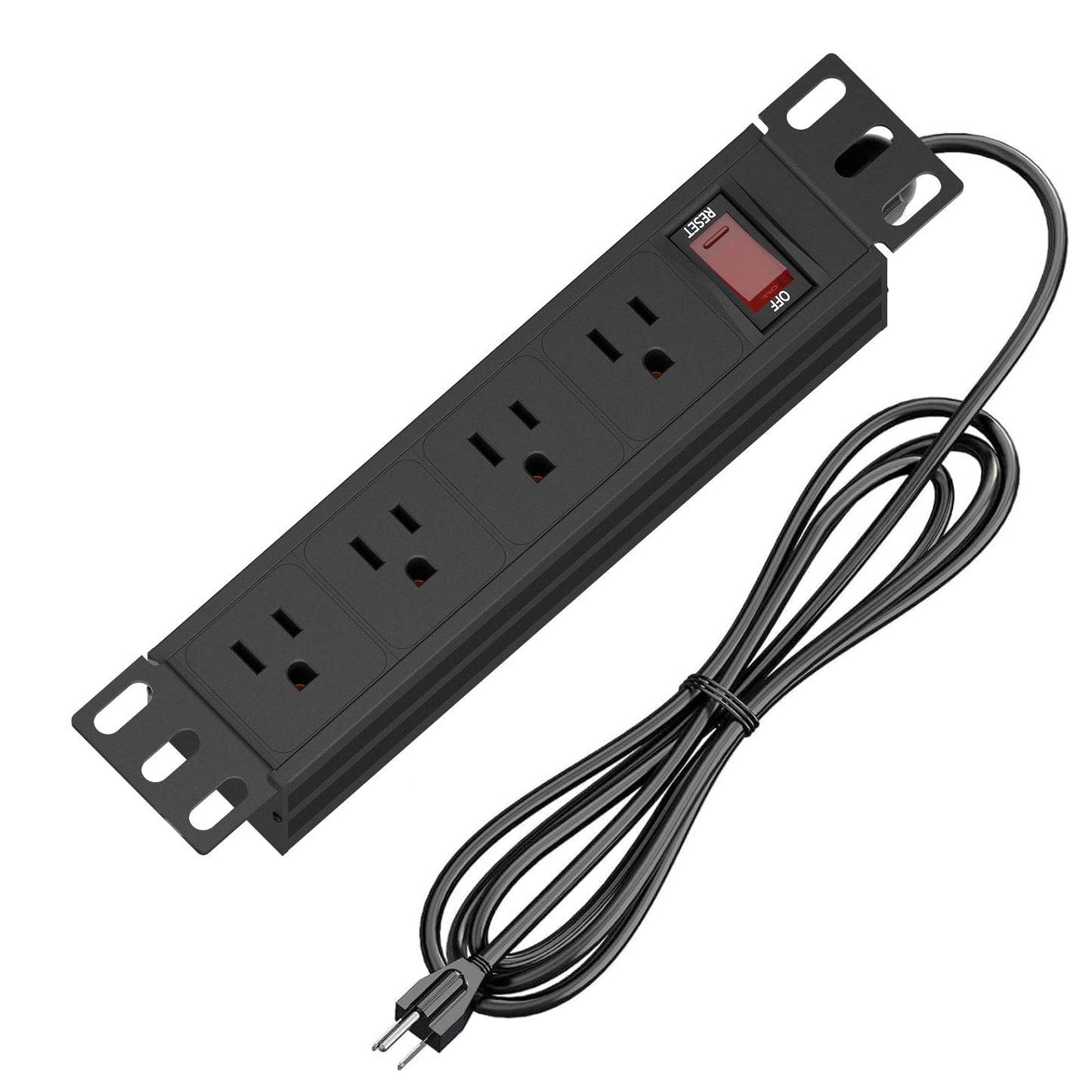 10" Rack PDU- 1U (4Outlets) 10-inch Mini Rack Power Distribution Unit with Protection (125V/15A 6ft Cable), Network Cabinet Rack Mount Power Strip