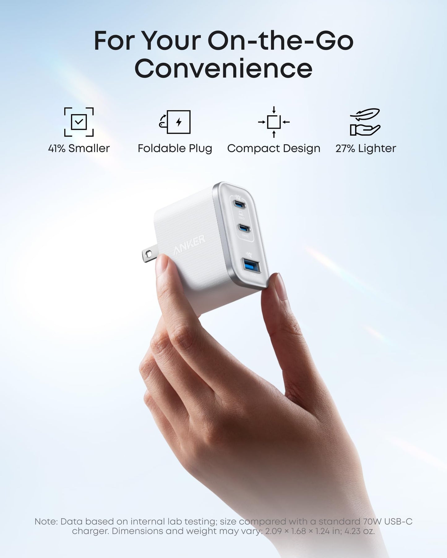 Anker Nano USB C Charger, Ultra-Fast 70W Output 3-Port Fast Charger USB C, Type C Charger Fast Charging, Compact and Stylish, for iPhone 17/16 Series