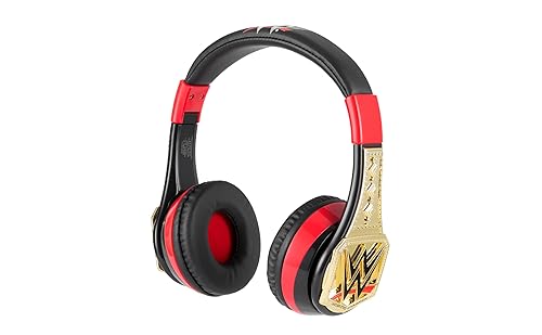 eKids WWE Bluetooth Headphones, Wireless Headphones with Microphone Includes Aux Cord, Kids Earphones for School, Home, or Travel