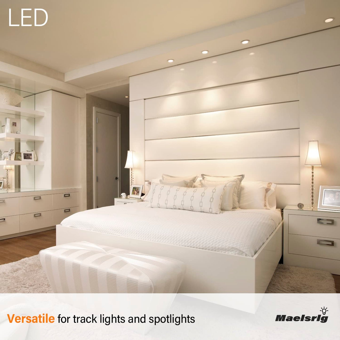 Maelsrlg PAR16 LED Long Neck Recessed Spotlight Bulb, 6W(60W-75W Equivalent) Dimmable, 600 Lumens, 40° Beam Angle, Track Light Bulbs Warm White 3000K