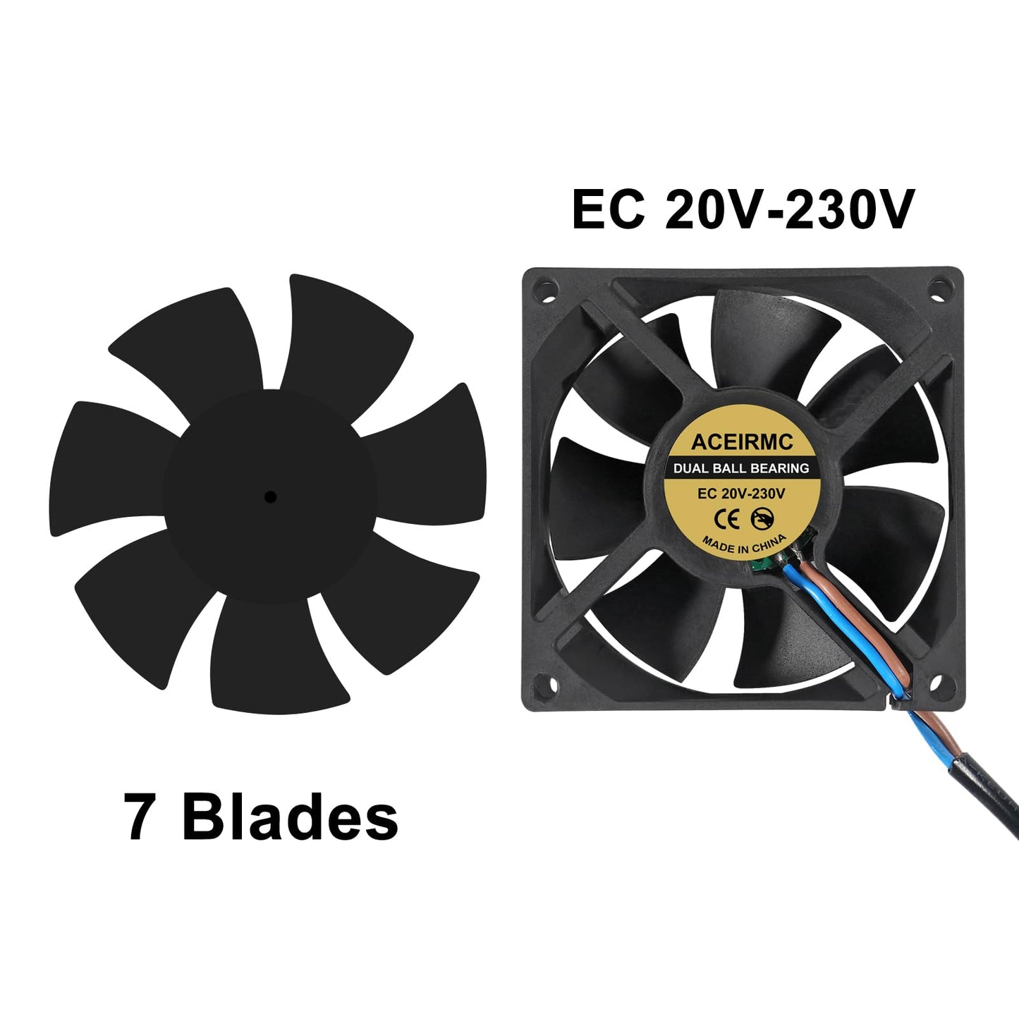 ACEIRMC 2pcs EC Axial Fan AC 110V 115V 120V 220V 240V Brushless Cooling Fan 80mm x 25mm for Desktop
