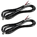 2PCS 2FT Black 16AWG DC Power Pigtails Cable - 5.5MM x 2.1MM Male Plug to Bare Wire Open End, DC Barrel Connector Pigtail for CCTV Security Camera