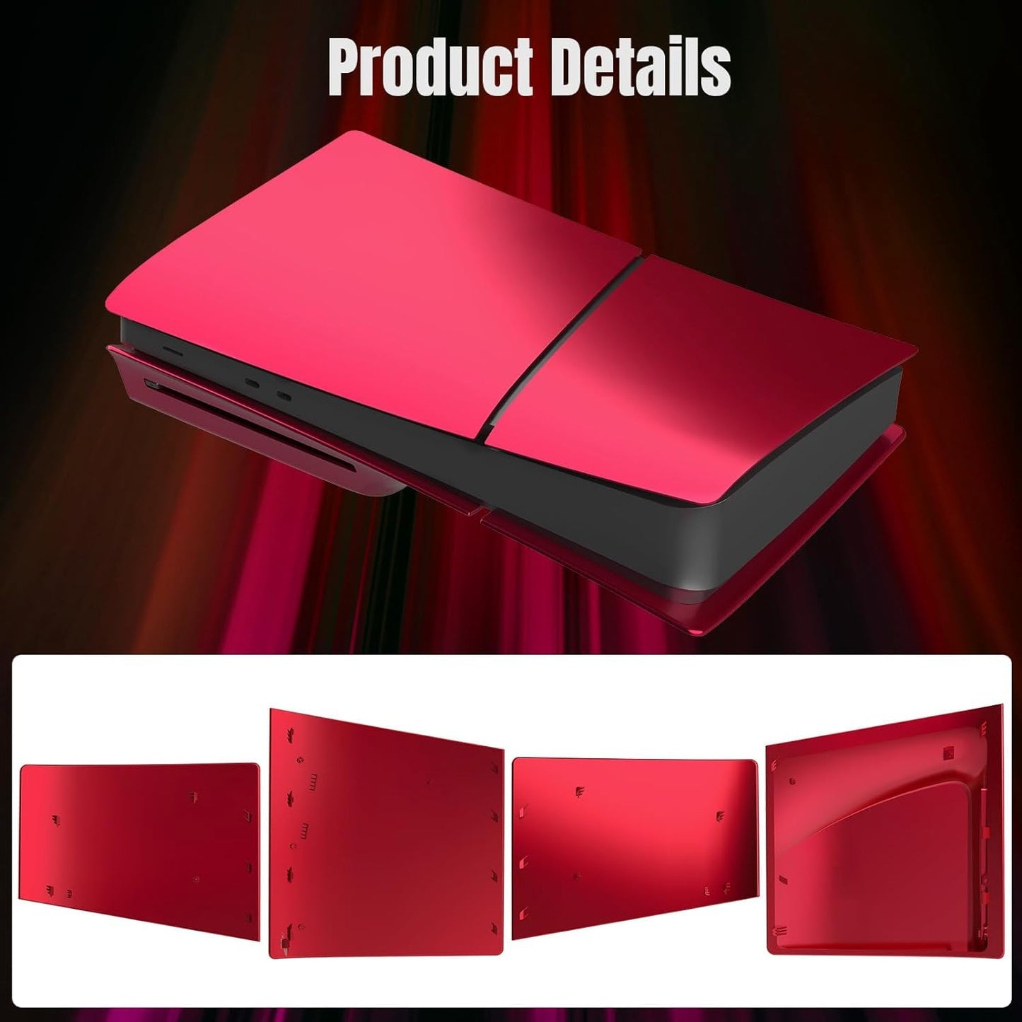Replacement Shockproof Hard Faceplate Shell Plates Dustproof Cover Panels Anti-Scratch Skins for PS5 Slim Console Disc Edition - Red