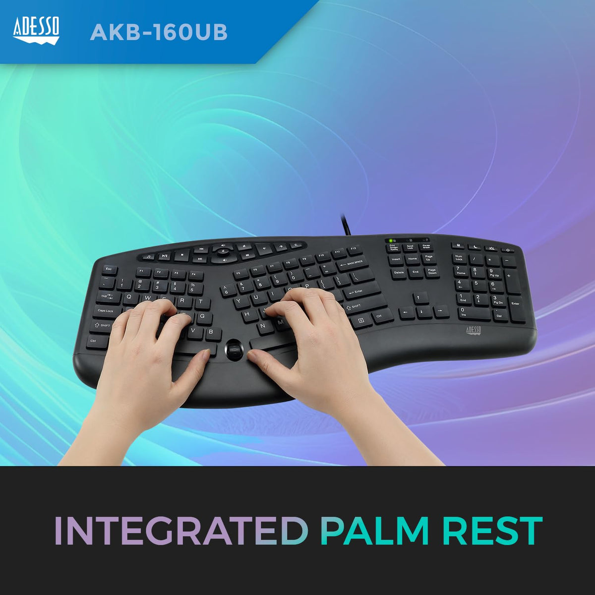 Adesso AKB-160UB Wired Ergonomic Keyboard
