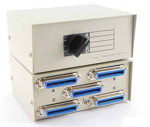 CablesOnline 4-Way Centronics 36 (CN36) Female Manual Data Switch Box (SB-007)