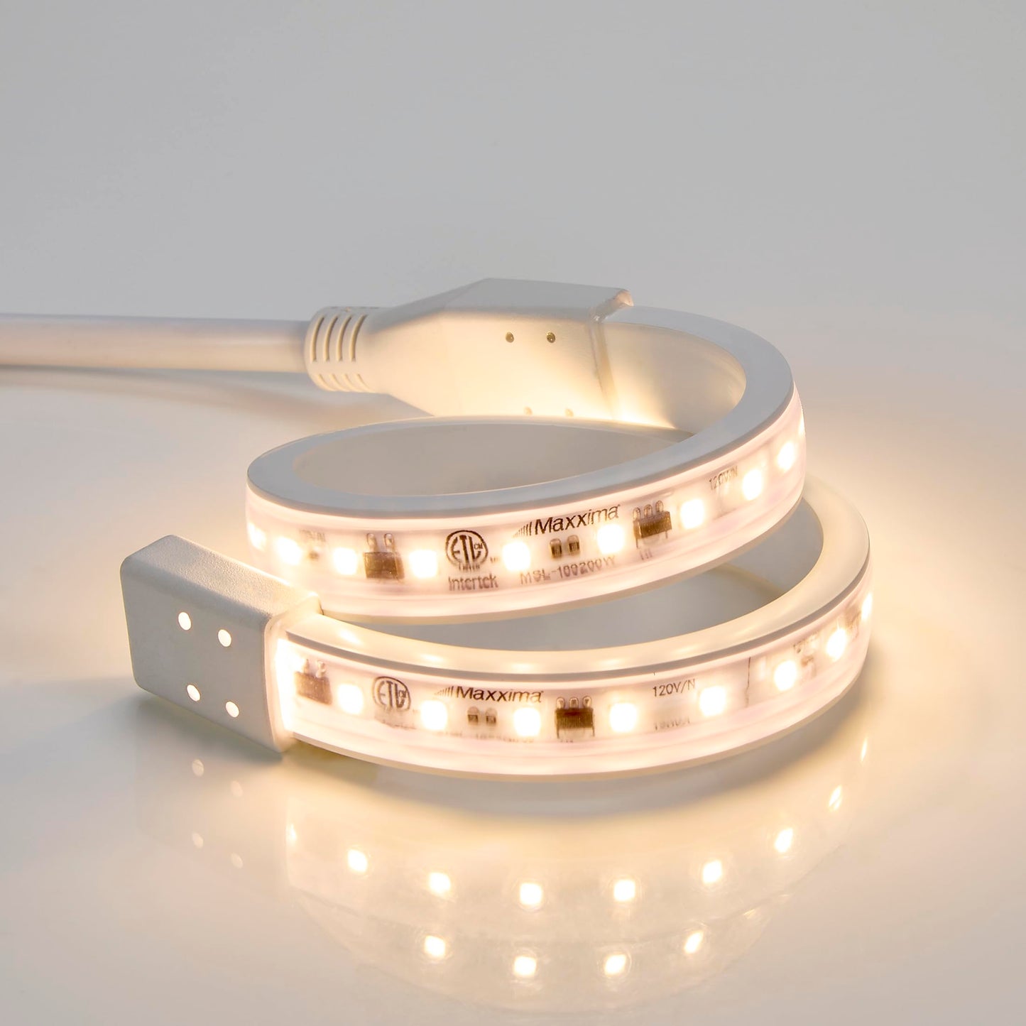 Maxxima 18 in. Hardwired LED Under Cabinet Strip Light, 690 Lumens, 3000K Warm White, Kitchen and Living Room 120V White Cove Lighting, No Power