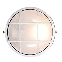 Nauticus - Round 7"dia Wet Location Bulkhead - White Finish - Frosted Glass Shade