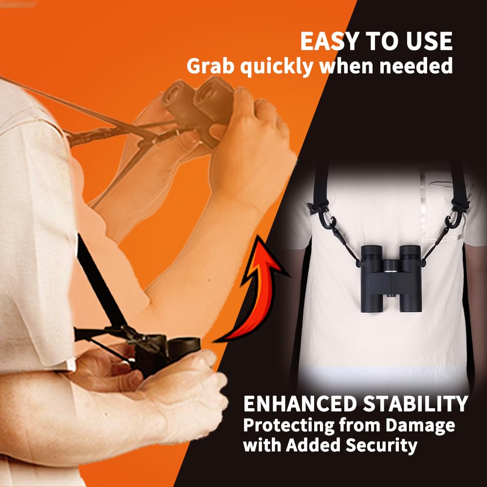 OUFABE Binocular Harness Strap, X-shaped Adjustable and Deluxe Bino Chest Straps for Hunting, Fits for Carrying Binocular, Cameras, Rangefinders