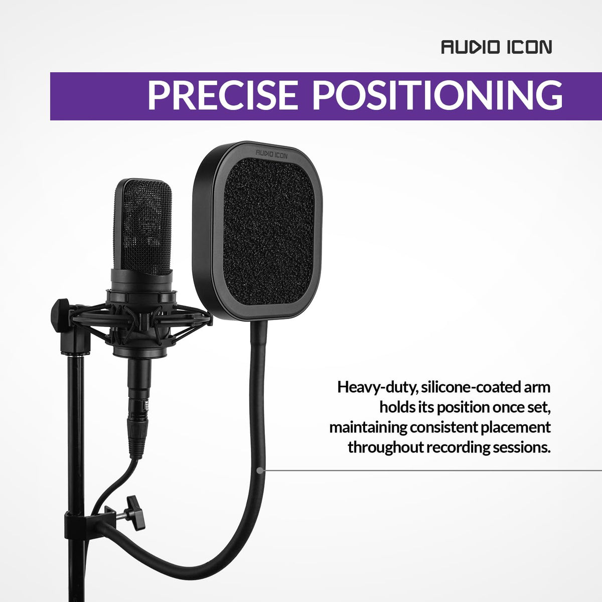 Flex Pro Interchangeable Microphone Pop Filter | Aluminum Gooseneck Mic Shield | Dual-Layer Metal, Mesh & Acoustic Foam WindScreen Mic for Studio