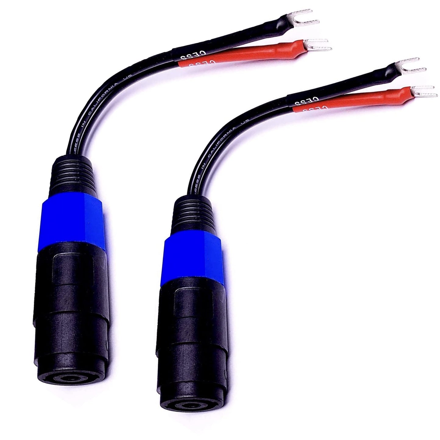 CNCESS CESS-001S Spade Fork Plug to Speakon Female Jack Adapter for Speaker Cable - 2 Pack (Small Spade)