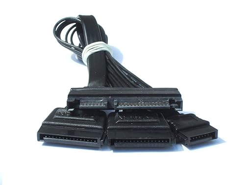 SATA 22 Pin Male to SATA 7 Pin and 2 X 15 Pin SATA Female Connectors - 6 Inch