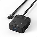 Anker Power Strip with 2000J Surge Protector, Flat Plug Extension Cord with Multiple Outlets, 8 AC, 2 USB A & 1 USB C Port for 20W, 5ft Outlet