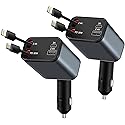 2Pack 4 in 1 Retractable Car Charger, 69W USB C Car Accessories Adapter for iPhone 17 USB C Charger Fast Charging,Truck Accessories,Travel Essentials
