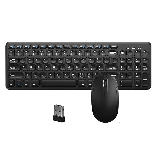 Wireless Keyboard and Mouse Combo,JieruiDeng 2.4Ghz USB Cordless Slim Silent Keyboard and Mouse Kit Home Office Game Use for Computer,Laptop,PC