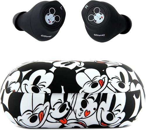 Disney Mickey Mouse Bluetooth Earbuds with Charging Case- Bluetooth Wireless Headset with Built-in Mic and 30 Hours of Playtime- Mickey Mouse Gifts