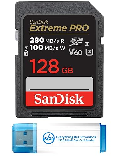 SanDisk SDXC Memory Card 128GB UHS-II Extreme Pro V60 for Photo and Video (SDSDXEP-128G-GN4IN) Bundle with 1 Everything But Stromboli Micro & SD Card