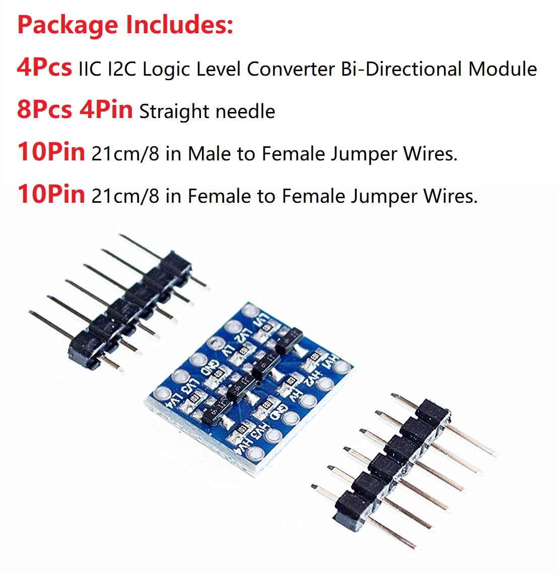 WWZMDiB 4Pcs 4 Channels IIC I2C Logic Level Converter Bi-Directional 5V to 3.3V Buck and 3.3V to 5V Boost for Arduino