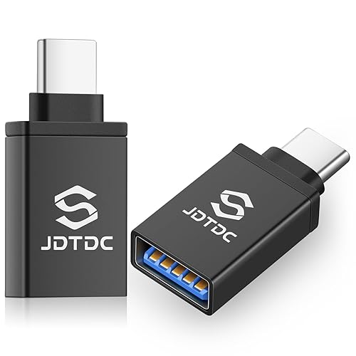 JSL JDTDC USB to USB-C Adapter 2 Pack, USB-A Female to USB-C Male Converter, High-Speed Data Transfer and Charging Adapter for iPhone 16/15 MacBook…