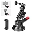 Neewer 3" Suction Cup Camera Mount Bracket with Ball Head Magic Arm, 1/4" ARRI Holes, Quick Release Car Mount with Phone Holder & Action Cam Adapter