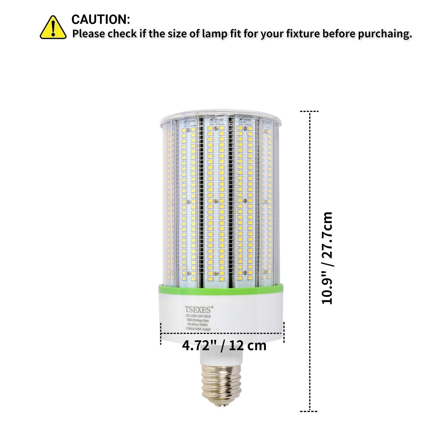 TSEXES 150W LED Corn Light Bulb,E39 Mogul Base Led Bulb 21000Lumen,5000K Replacement (600-800W) Metal Halide/HID/CFL for High Bay Shop Light Garage
