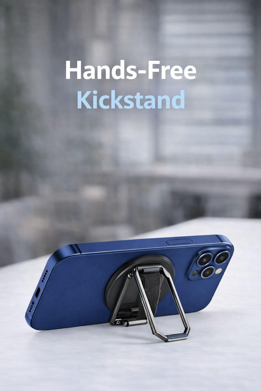 Rnta MagSafe Phone Grip Stand - 3 in 1Strong Magnetic Metal Kickstand & Finger Strap Holder for iPhone 17-12 Series