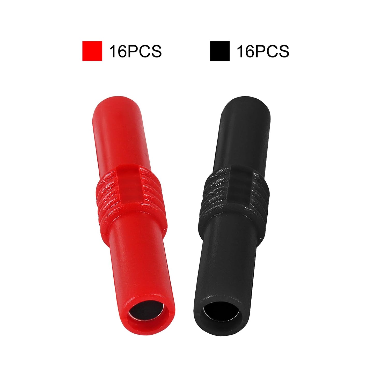 32PCS Banana Plug Jack Socket Connectors 4mm Insulated Female to Female Banana Socket Connector for 4MM Banana Plug Extension Adapter(Red and Black)