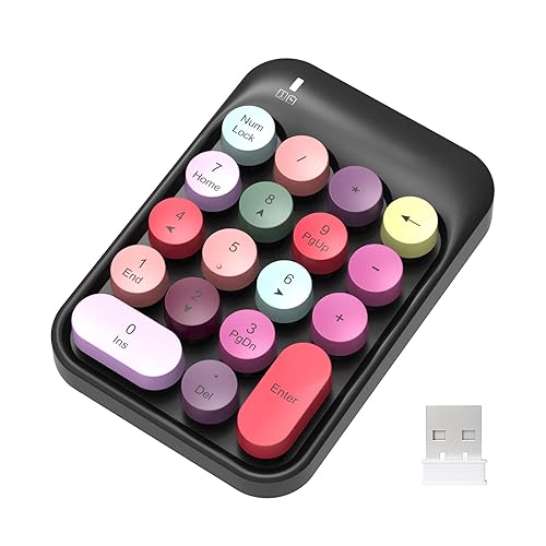 FELICON Wireless Numeric Keypad 18 Keys with 2.4G Mini Portable Silent Number Pad USB Receiver Financial Accounting Keyboard Extensions for Laptop