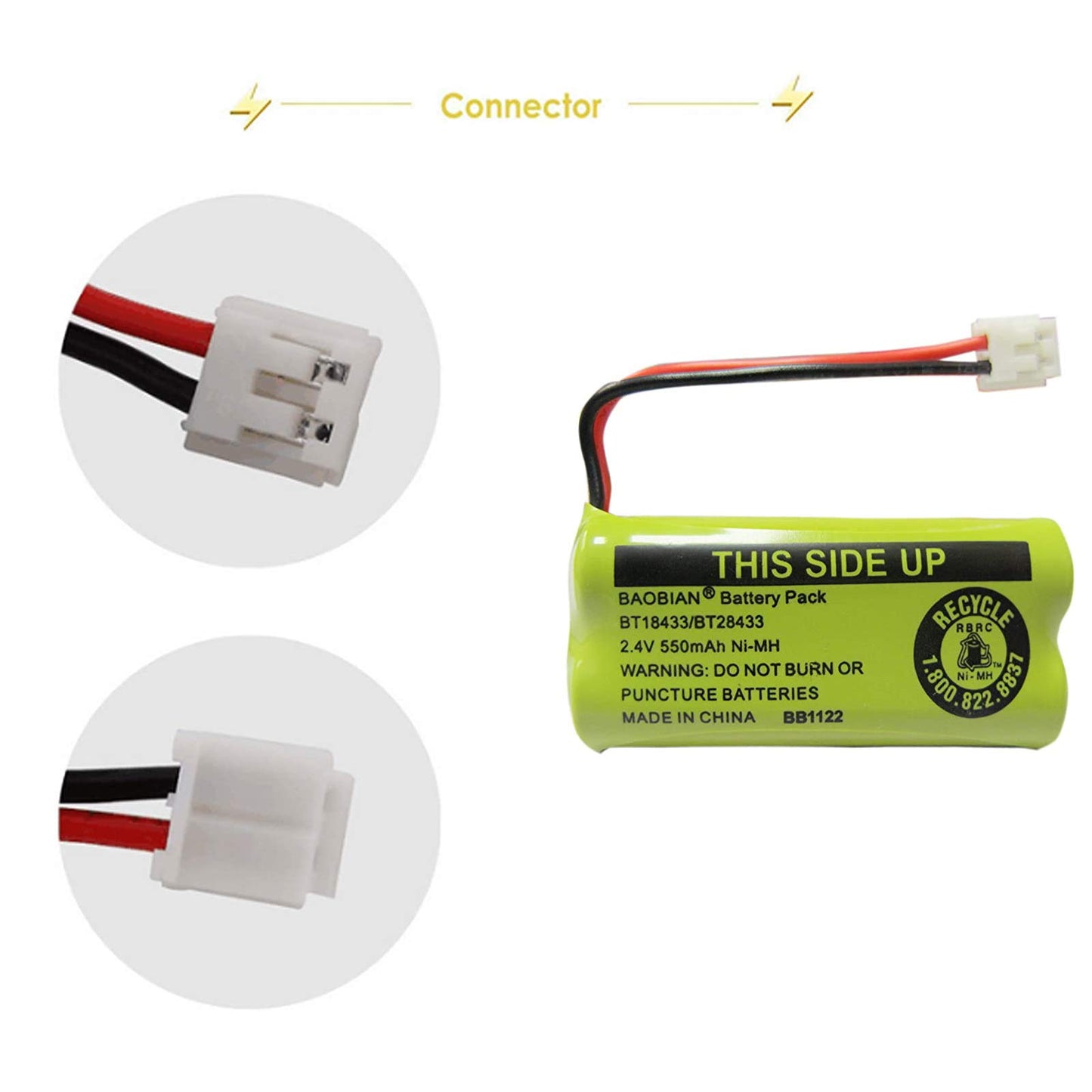 BAOBIAN 2.4V Rechargeable Cordless Phone Batteries Compatible with for AT&T/Lucent BT-18433 BT-184342 BT-28433 BT-284342 BT-6010 BT-8000 BT-8001