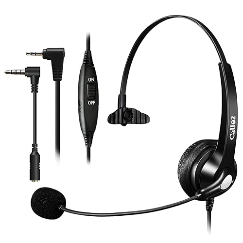 Callez 2.5mm Cordless Phone Headset with Microphone, Telephone Headphone Compatible with Uniden Panasonic VTech AT&T Cisco SPA RCA Dect Cordless