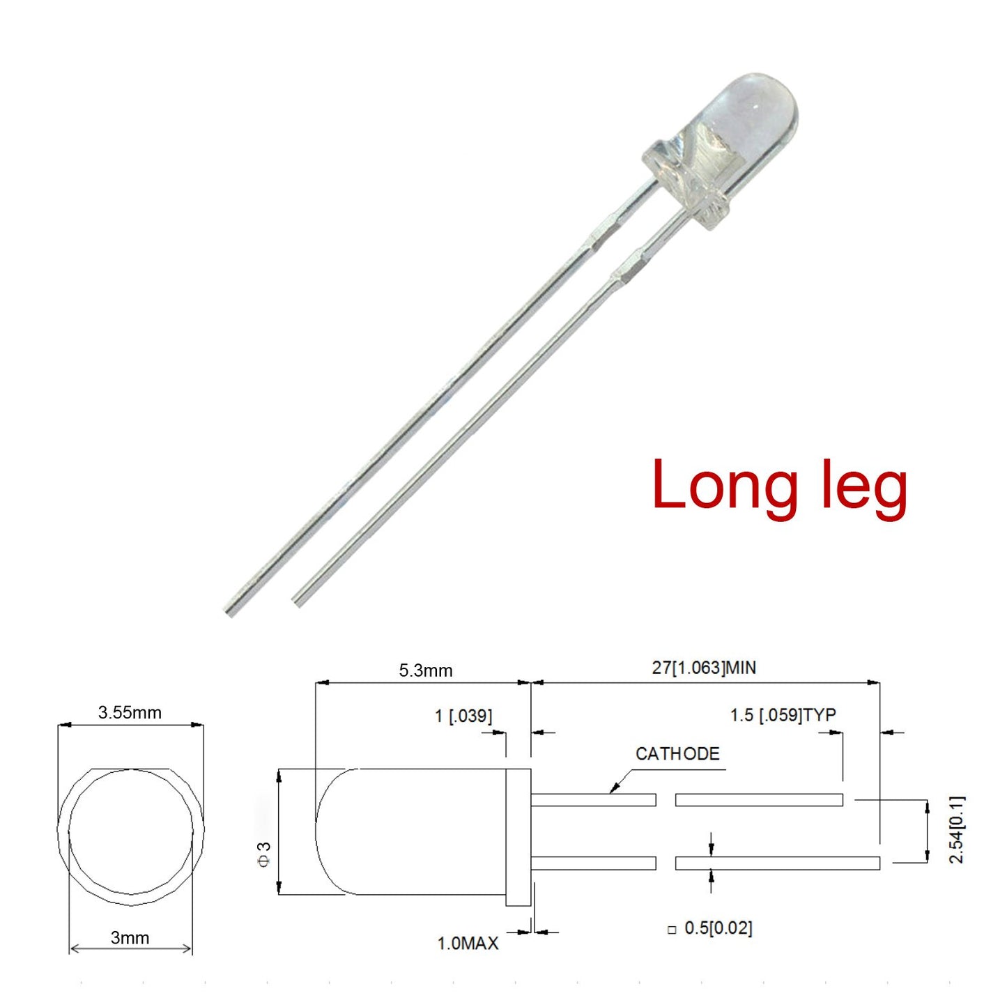 Bowerful (3mm) 20pcs in Each Color(Total: 100pcs) Mix Color 9V - 12V Gauge Cluster Instrument Light Emitting diodes