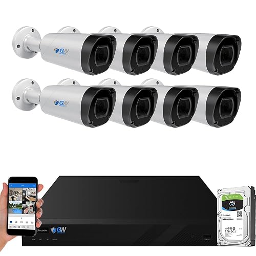 GW Security 8MP 4K Security Camera System with AI Face/Human/Vehicle Detection, 8 Channel DVR and 8 x 8MP Outdoor/Indoor HD-TVI Coaxial CCTV Bullet