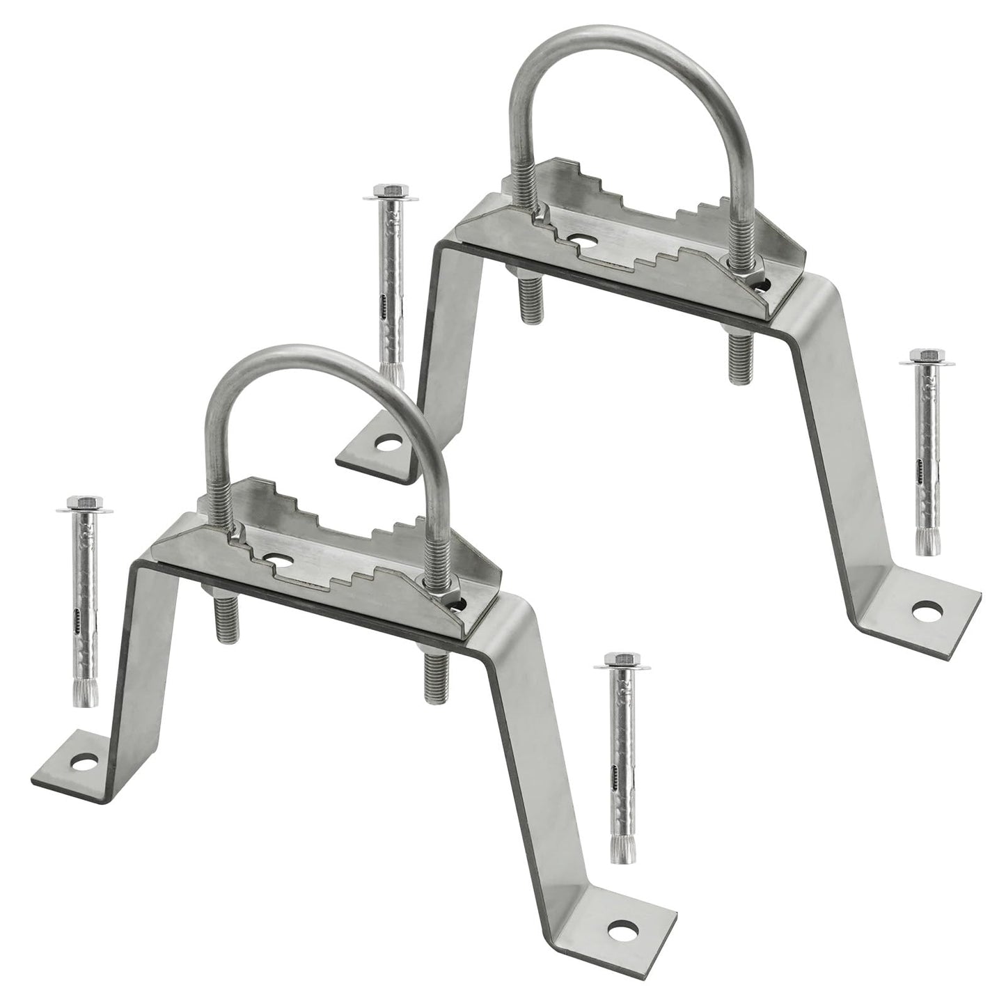 CYANTEKOMS 2Pack Antenna Wall Mount, 4'' Heavy-Duty Antenna Mast Clamp Accessories Kit with 2 Brackets & lags Bolts for TV Antenna Mast