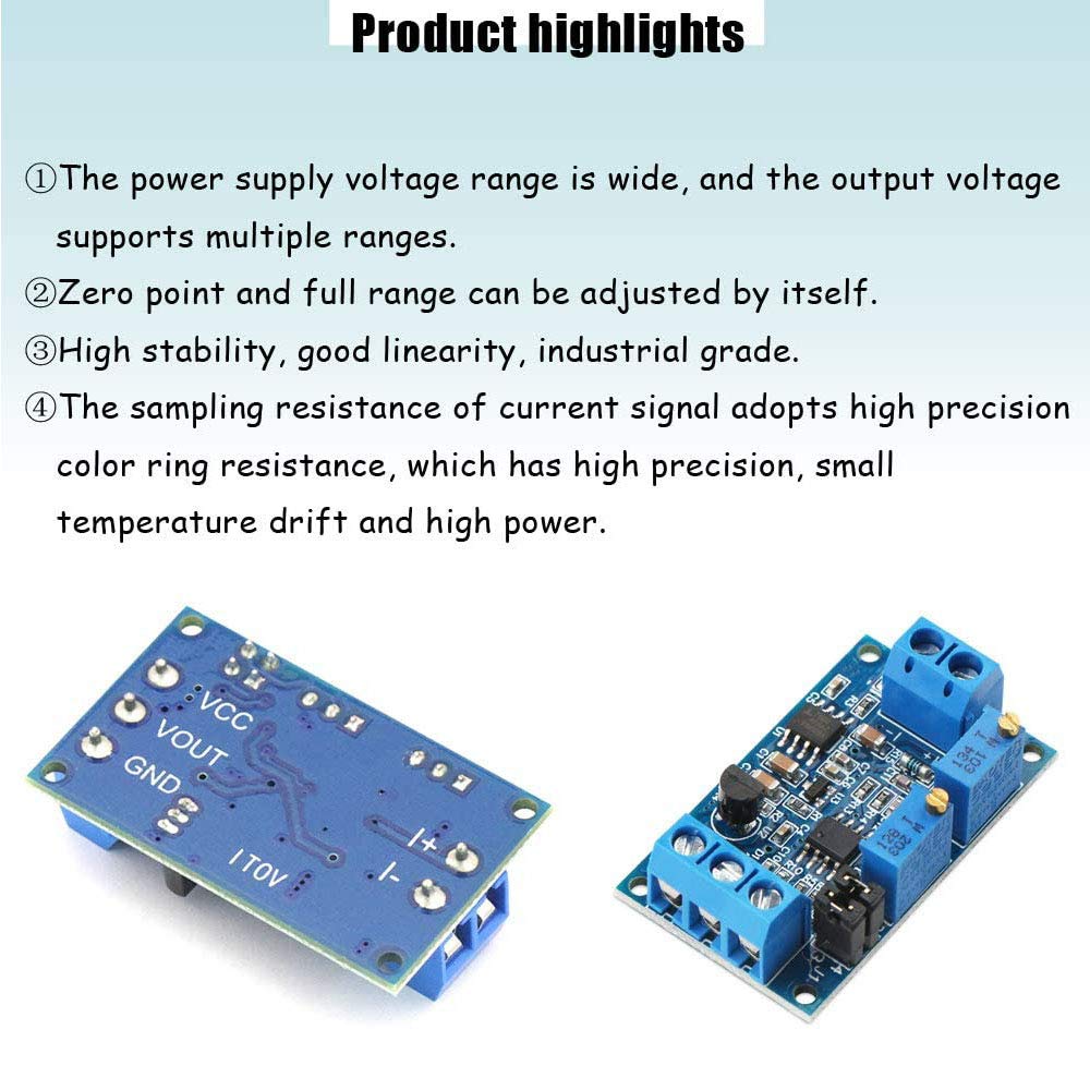 Acxico 4Pcs Current to Voltage Converter Module 0/4-20mA to 0-3.3V 0-5V 0-10V Voltage Transmitter Signal Conversion Conditioning Board