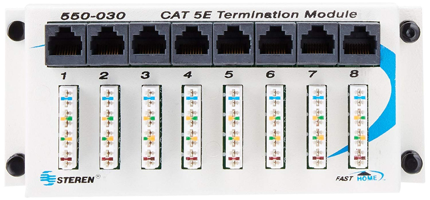 Steren 8 Port Network Hub - FastHome Cat 5E Termination Data Hub Module - High-Speed Network Connector for Home & Office