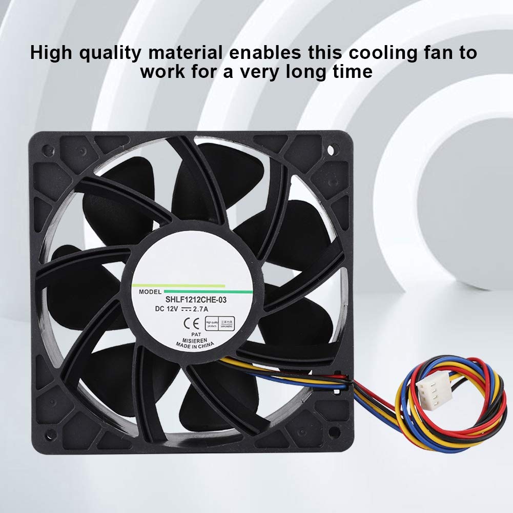 Cooling Fan Cooler for QFR1212GHE -9D89, DC12V 2.7A, 4pin, 6000RPM, 12CM, Double Ball Bearing Fast Heat Dissipation Cooling Fan Cooler for Miners S9