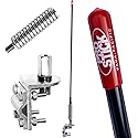 Prostick 4 ft Black Fiberglass CB Antenna Kit - 1000W Heavy Duty Antenna with Single Groove Mirror Mount, Stainless Steel Spring & SO-239 Stud