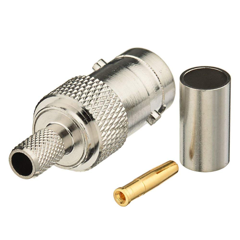 SUPERBAT BNC Crimp Connectors Kit - BNC Male & Female Crimp Solder Attachment Connector Kit for RG58, RG303, RG223, RG142, RG400, LMR195 Low Loss Coax