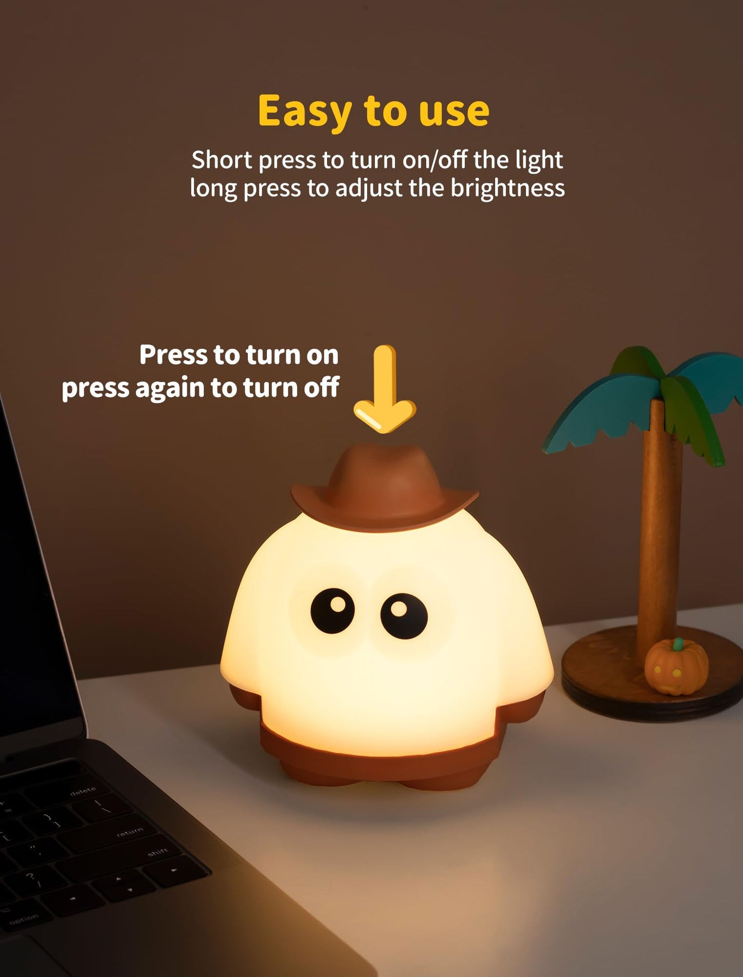 Tarinks Ghost Night Light, Rechargeable Bedside Lamp, Portable Sleep Nightlight, Dimmable Night Lamps, Cute Nursery Lamp, Funny Gifts for Kids Teens