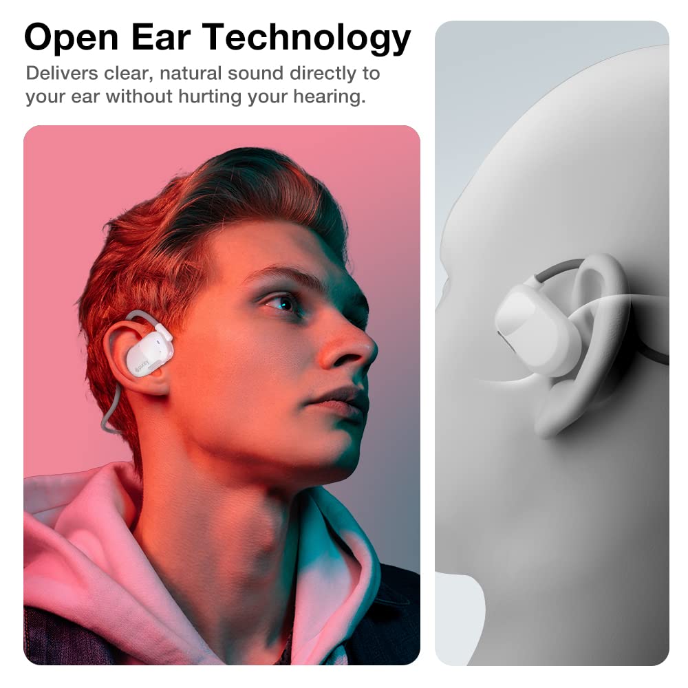 Purity Air Open Ear Headphones - True Air Conduction Wireless Bluetooth Open Ear Earbuds with Dual Mic for iPhone/Android - Secured Long Wearing