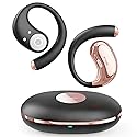 Micool Open Ear Headphones Bluetooth 6.0, Clip On Earbuds Wireless with 36H Playtime, Noise Cancelling Sports Headphones (Black with Rosegold Frame)
