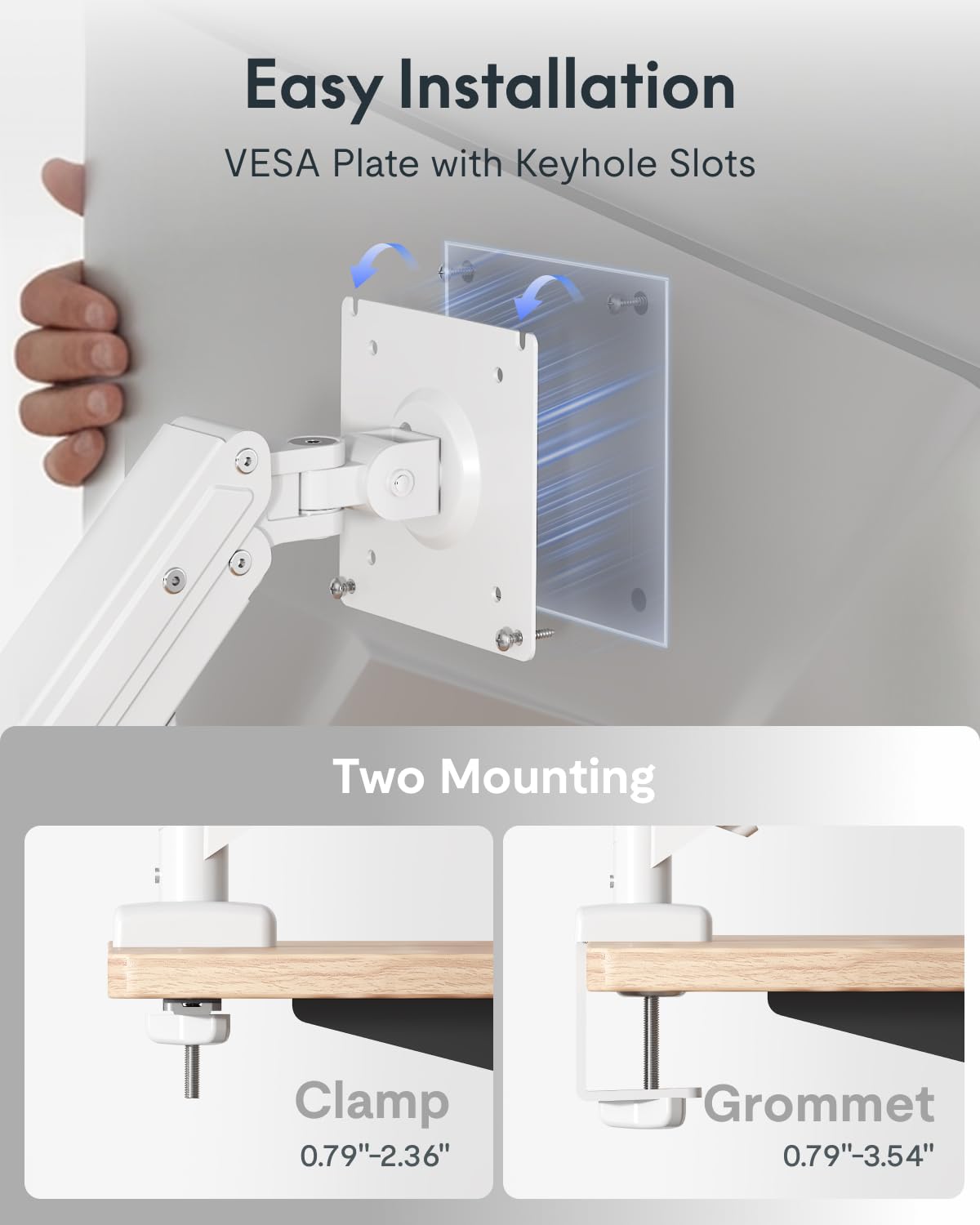 Flexispot Single Monitor Arm, 17-32 Inch Monitor Mount up to 19.84 lbs, Fast Install VESA Mount for Home Office Gaming, Full Adjustable Gas Spring