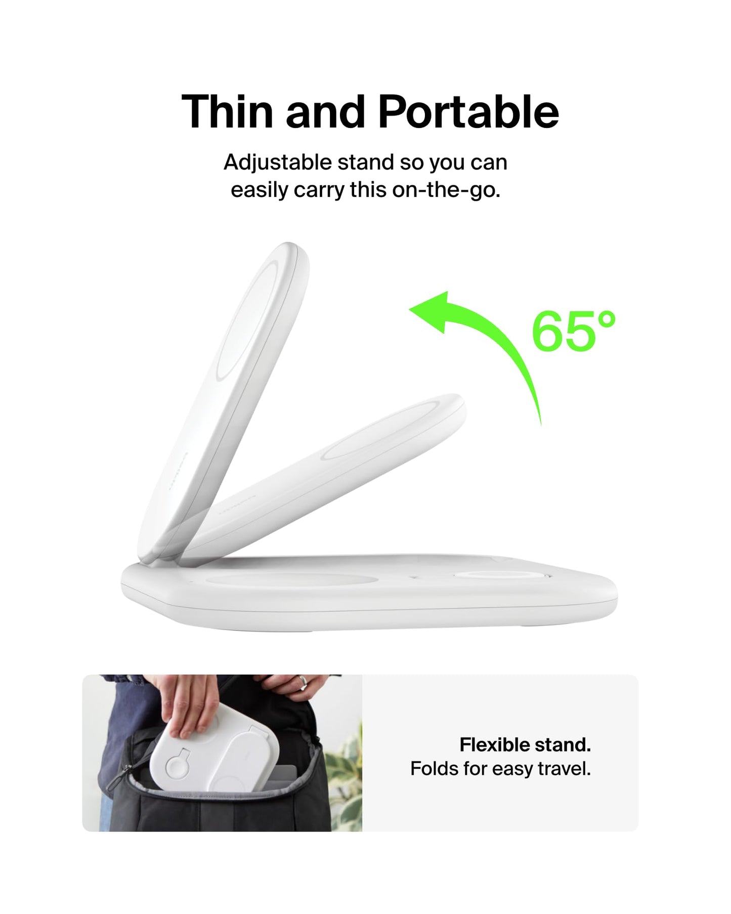 Belkin 3-in-1 MagSafe-Compatible iPhone Charger - Foldable Magnetic Qi2 Certified, MagSafe Charging Station for Phone, Apple Watch, AirPods - Wireless