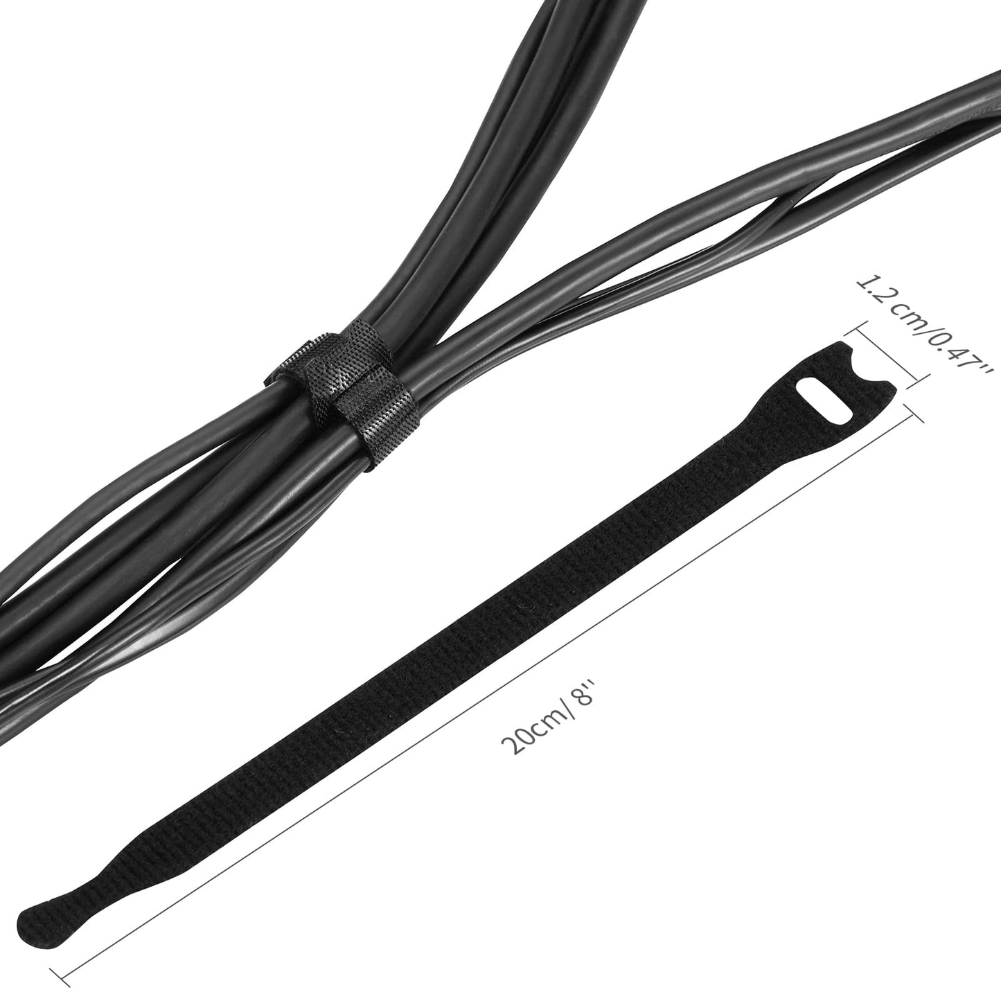 50Pk Reusable Cable Ties Cable Straps, Trilancer 8''x0.5'' Thin Wire Cord Organization Ties with Hook and Loop for Home, Office and Data