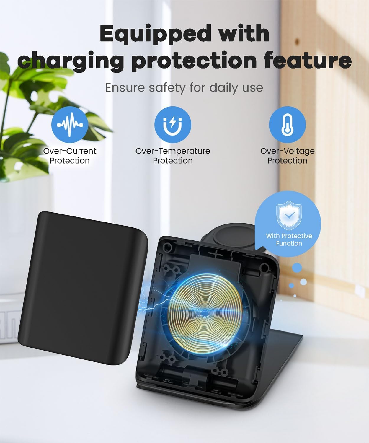 Wireless Charger for Samsung Galaxy z Flip & Watch Combo - 2 in 1 Foldable Wireless Charging Station for Flip 7/6/5/4, Motorola Razr+, Galaxy Watch