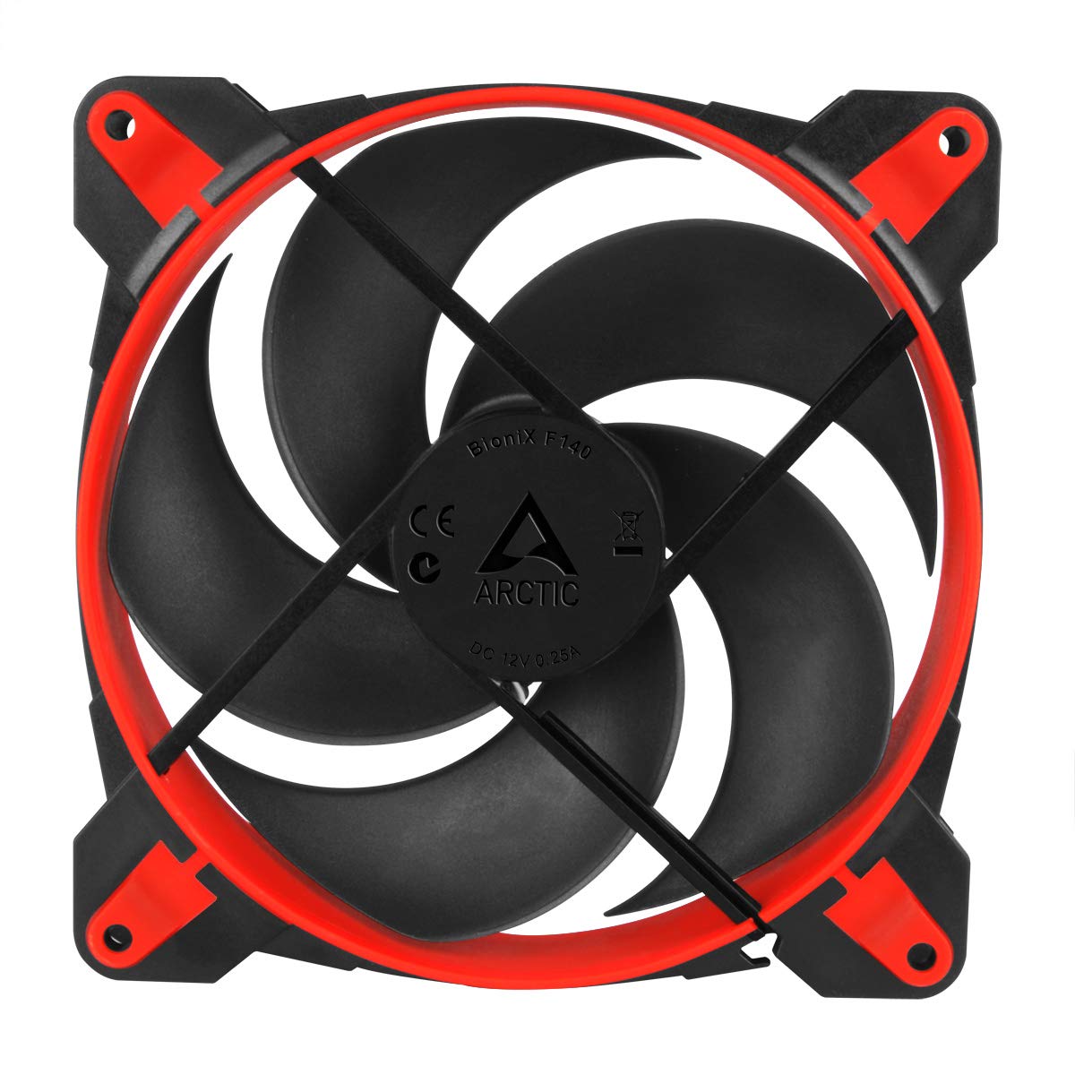 ARCTIC BioniX P140 - PC Fan, 140mm Gaming Case Fan with PWM Sharing Technology (PST), Pressure-optimised, Computer, Fan Speed: 200-1950 RPM - Red