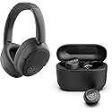 JLab Black Audio Bundle: JBuds Lux ANC Wireless Premium Over-Ear Bluetooth Headset with Hybrid Active Noise Cancelling Plus Go Air Pop+ True Wireless…