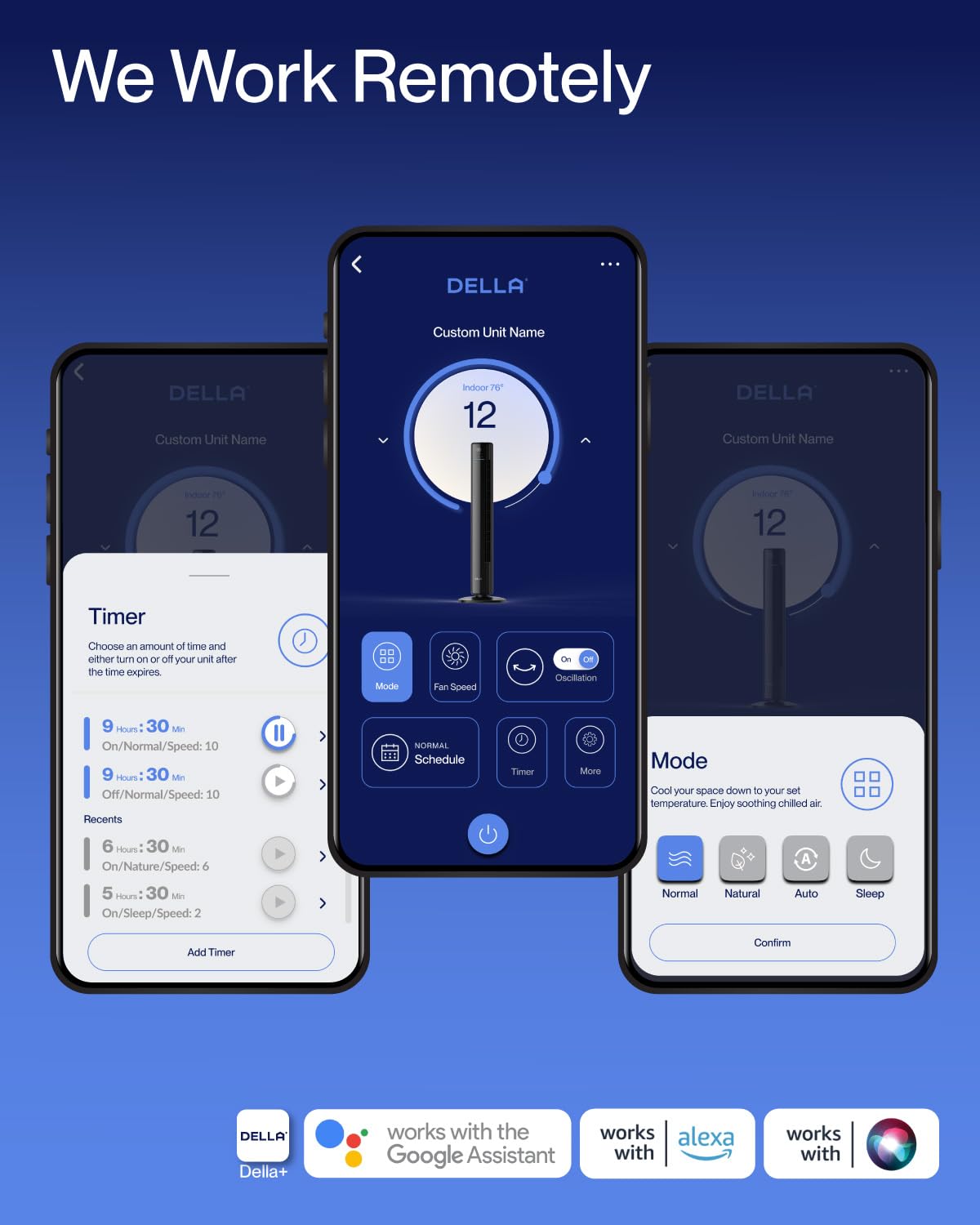 Della 42" Smart Tower Fan, Ultra Quiet 23dB Cooling Fan with 12 Speeds, 90° Oscillating, 28ft/s Airflow, DC Motor, 24H Timer, Voice/App/Remote Control